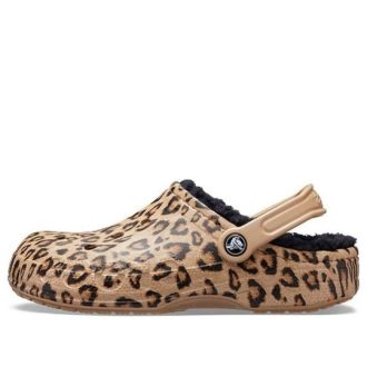 Crocs Baya gefütterte Clog-Hausschuhe mit Leopardenmuster, 205975-98R