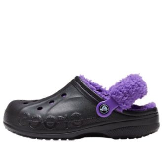 Crocs Baya gefütterte Fuzz Strap Clogs „Schwarz Lila“ 20663309V