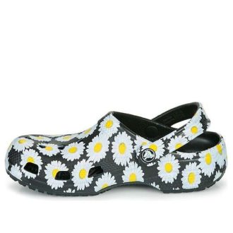 Crocs Classic Clo Daisy Full Print Sandalen Unisex Schwarz 206375-0ZI