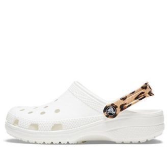 Crocs Classic Clog Strandsandalen Leopardenmuster Weiß 206638-1D1