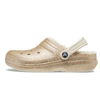 Crocs Classic Glitter Lined Clogs „Gold White“ 205842-93S