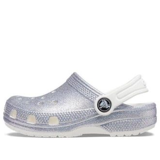 Crocs (GS) Classic Glitter Sandalen „Silberweiß“ 206993-94S