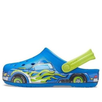 Crocs (PS) Lustiges Muster Flacher Absatz Sport Blau Sandalen 207074-4JL Crocs (PS) Lustiges Muster Flacher Absatz Sport Blau Sandalen 207074-4JL