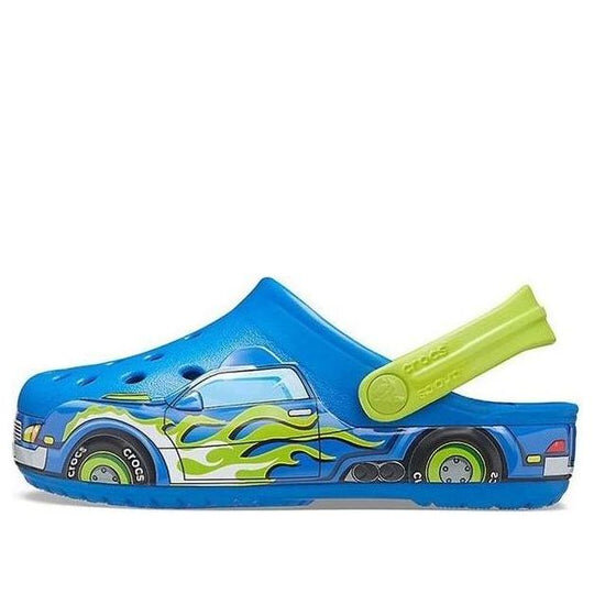 Crocs (PS) Lustiges Muster Flacher Absatz Sport Blau Sandalen 207074-4JL Crocs (PS) Lustiges Muster Flacher Absatz Sport Blau Sandalen 207074-4JL