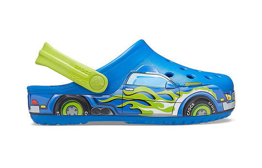 Crocs (PS) Lustiges Muster Flacher Absatz Sport Blau Sandalen 207074-4JL Crocs (PS) Lustiges Muster Flacher Absatz Sport Blau Sandalen 207074-4JL