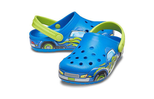 Crocs (PS) Lustiges Muster Flacher Absatz Sport Blau Sandalen 207074-4JL Crocs (PS) Lustiges Muster Flacher Absatz Sport Blau Sandalen 207074-4JL