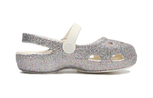 Crocs (PS) Outdoor Flache Ferse Glänzende Sport-Sandalen in Silber 206370-93R Crocs (PS) Outdoor Flache Ferse Glänzende Sport-Sandalen in Silber 206370-93R