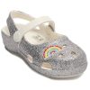 Crocs (PS) Outdoor Flache Ferse Glänzende Sport-Sandalen in Silber 206370-93R Crocs (PS) Outdoor Flache Ferse Glänzende Sport-Sandalen in Silber 206370-93R