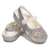 Crocs (PS) Outdoor Flache Ferse Glänzende Sport-Sandalen in Silber 206370-93R Crocs (PS) Outdoor Flache Ferse Glänzende Sport-Sandalen in Silber 206370-93R