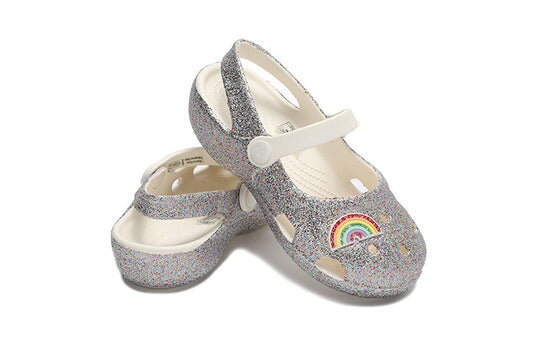 Crocs (PS) Outdoor Flache Ferse Glänzende Sport-Sandalen in Silber 206370-93R Crocs (PS) Outdoor Flache Ferse Glänzende Sport-Sandalen in Silber 206370-93R