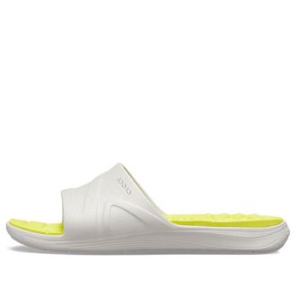 Crocs Reviva Slides mit breitem Riemen und runder Zehenpartie „Gelb-Weiß“ 205546-1CC