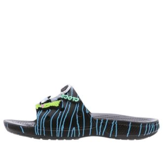 Crocs Ron English x Classic Bootlegger Slides „Schwarz Blau“ 207526-001