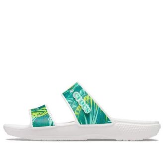 Crocs (WMNS) Classic Tropical Outdoor Flache Ferse Sport Hausschuhe Weiß Grün 207183-94S