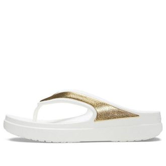 Crocs (WMNS) Hausschuhe mit dicker Sohle in Weißgold „White Gold“ 206919-100