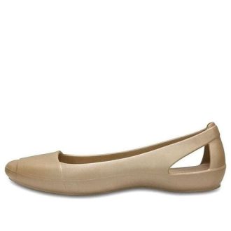 Crocs (WMNS) Minimalistische, lässige, flache, sportliche Sandalen in Goldfarbe, 202811-710 Crocs (WMNS) Minimalistische, lässige, flache, sportliche Sandalen in Goldfarbe, 202811-710