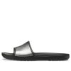 Crocs (WMNS) Sloane Shine Low Slide Flat Casual Schwarz Silber Hausschuhe „Black Silver“ 206921-001 Crocs (WMNS) Sloane Shine Low Slide Flat Casual Schwarz Silber Hausschuhe „Black Silver“ 206921-001