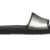 Crocs (WMNS) Sloane Shine Low Slide Flat Casual Schwarz Silber Hausschuhe „Black Silver“ 206921-001 Crocs (WMNS) Sloane Shine Low Slide Flat Casual Schwarz Silber Hausschuhe „Black Silver“ 206921-001