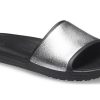 Crocs (WMNS) Sloane Shine Low Slide Flat Casual Schwarz Silber Hausschuhe „Black Silver“ 206921-001 Crocs (WMNS) Sloane Shine Low Slide Flat Casual Schwarz Silber Hausschuhe „Black Silver“ 206921-001