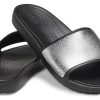 Crocs (WMNS) Sloane Shine Low Slide Flat Casual Schwarz Silber Hausschuhe „Black Silver“ 206921-001 Crocs (WMNS) Sloane Shine Low Slide Flat Casual Schwarz Silber Hausschuhe „Black Silver“ 206921-001