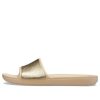 Crocs (WMNS) Sloane Shine Low Slide Minimalistische, lässige, flache Hausschuhe in Braungoldfarbe „Brown Gold“ 206921-212 Crocs (WMNS) Sloane Shine Low Slide Minimalistische, lässige, flache Hausschuhe in Braungoldfarbe „Brown Gold“ 206921-212