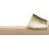 Crocs (WMNS) Sloane Shine Low Slide Minimalistische, lässige, flache Hausschuhe in Braungoldfarbe „Brown Gold“ 206921-212 Crocs (WMNS) Sloane Shine Low Slide Minimalistische, lässige, flache Hausschuhe in Braungoldfarbe „Brown Gold“ 206921-212
